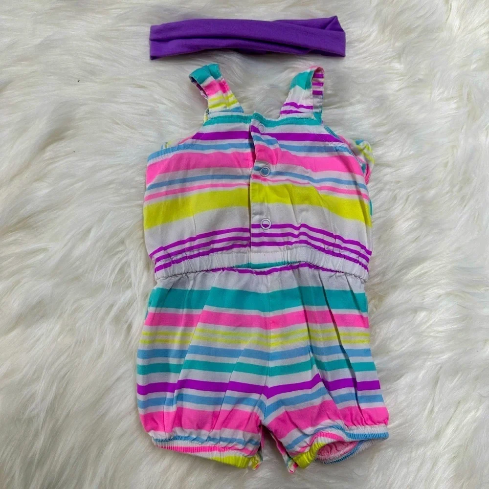 Carter’s 0-3m Baby Girl Romper & Headpiece Matching​